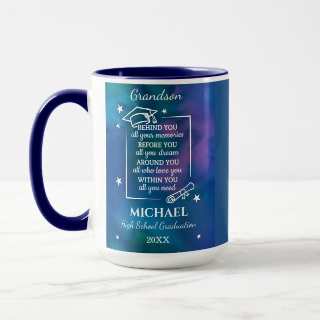Grandson High School Graduation Custom Name Year  Mug (Left)