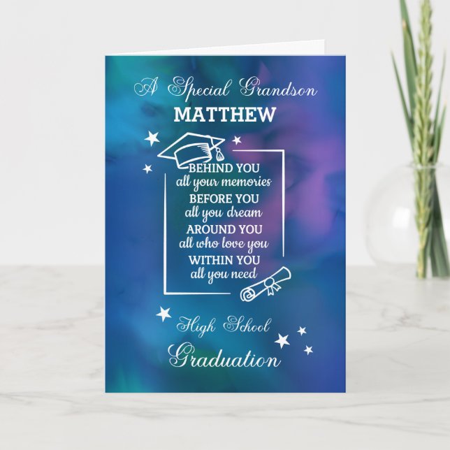 Grandson High School Graduation Quote Card (Front)