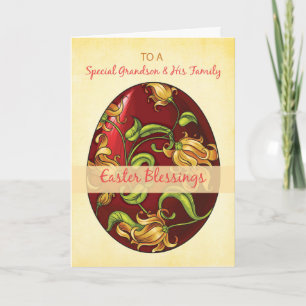 Grandson & His Family, Easter Blessings, Egg Holiday Card