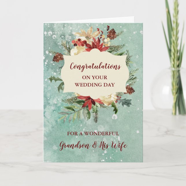 Grandson & His Wife Wedding Day Congratulations Card (Front)