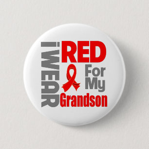 Grandson - I Wear Red Ribbon 6 Cm Round Badge
