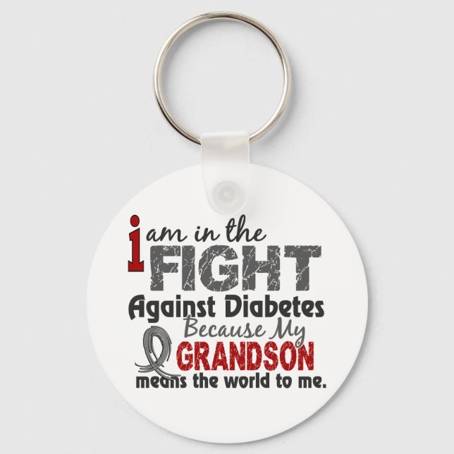 Grandson Means World To Me Diabetes Key Ring (Front)