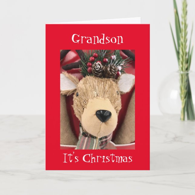 **GRANDSON** MERRY CHRISTMAS FROM REINDEER CARD (Front)