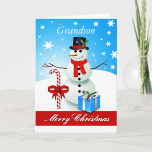 Grandson / Merry Christmas - Snowman Holiday Card