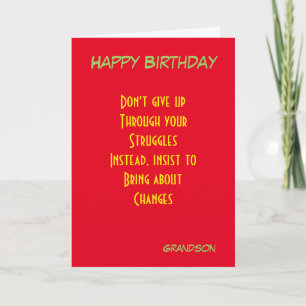 Grandson motivational birthday greeting cards
