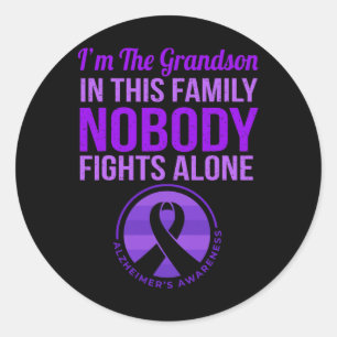 Grandson Nobody Fights Alone Heimerheimer's Awaren Classic Round Sticker