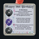 Grandson Poem - 18th Birthday Metal Tree Decoration<br><div class="desc">A great gift for a grandson on his 18th birthday</div>