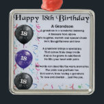 Grandson Poem - 18th Birthday Metal Tree Decoration<br><div class="desc">A great gift for a grandson on his 18th birthday</div>