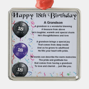 Grandson Poem - 18th Birthday Metal Tree Decoration