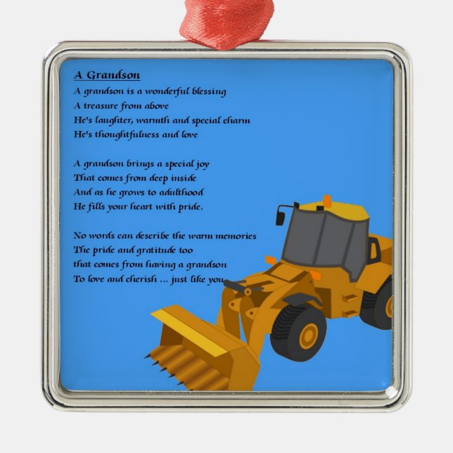 Grandson Poem - digger Metal Tree Decoration (Front)