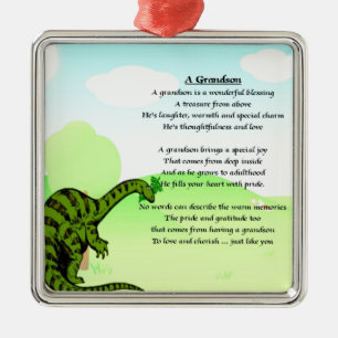 Grandson Poem - Dinosaur Metal Tree Decoration