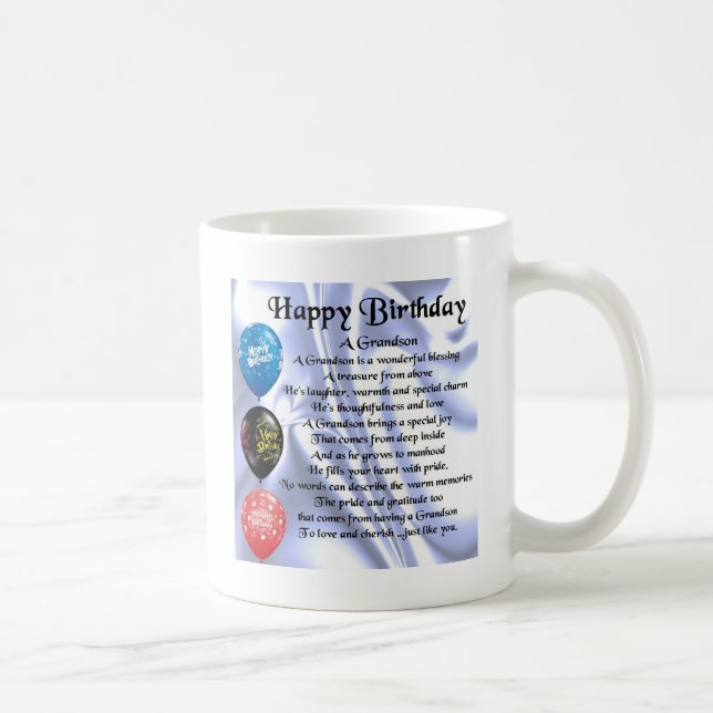 Grandson Poem  -  Happy Birthday Coffee Mug (Right)