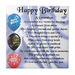 Grandson Poem  -  Happy Birthday Tile