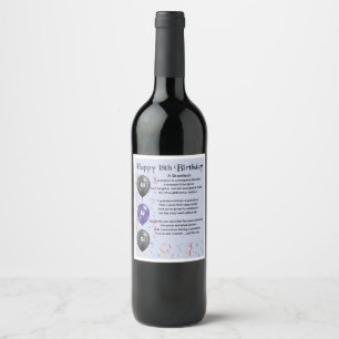 Grandson  Poem  Wine Bottle Label  18th  Birthday