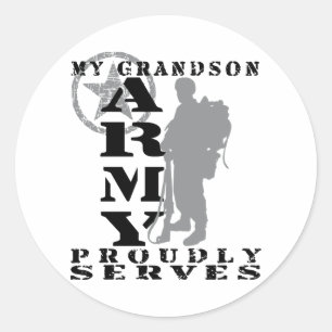 Grandson Proudly Serves - ARMY Classic Round Sticker