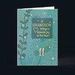 Grandson Religious 11th Birthday Green Hand Drawn Card<br><div class="desc">Grandsons are special. When yours celebrates his 11th birthday you must send him this religious birthday card that shares a message of blessings and love.</div>