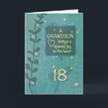 Grandson Religious 18th Birthday Green Hand Drawn Card<br><div class="desc">You should be left out on the celebration of your grandson’s 18th birthday. Join in by sending him this card on that special day. The hand drawn look of this card makes it more appealing.</div>