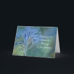 Grandson Religious Birthday Blessings Watercolor Card<br><div class="desc">A religious birthday card for your grandson as a teen, young adult or man. Multi-coloured background in blues and greens adds a special touch, with branches and leaves outlined in white. let him know that he is a precious gift from God and you are thinking of him on his birthday....</div>