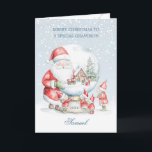Grandson Snow Globe Santa Elf Christmas Holiday Card<br><div class="desc">Colourful Christmas card for your little Grandson. Santa with little helpers smiling with Joy at the snowy scene and wishing all the children Merry Christmas.</div>