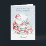 Grandson Snow Globe Santa Elf Christmas Holiday Card<br><div class="desc">Colourful Christmas card for your little Grandson. Santa with little helpers smiling with Joy at the snowy scene and wishing all the children Merry Christmas.</div>