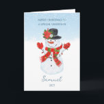 Grandson Snowman Christmas  Holiday Card<br><div class="desc">Joyful Snowman wish you  a Merry Christmas</div>