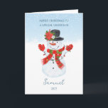 Grandson Snowman Christmas  Holiday Card<br><div class="desc">Joyful Snowman wish you  a Merry Christmas</div>