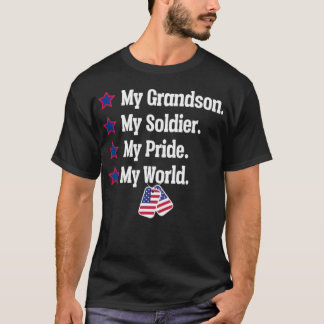 Grandson Soldier Proud Hero Military horse riding  T-Shirt
