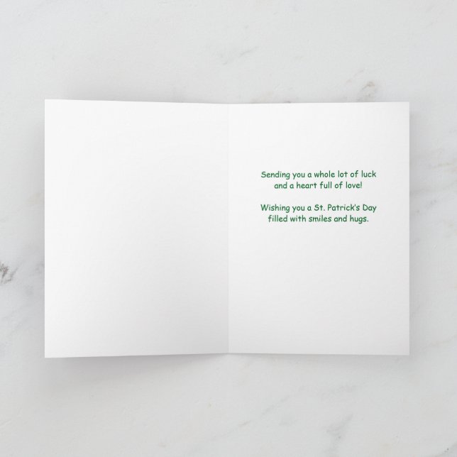 Grandson St Patricks Day Cute Giraffe Shamrocks Card (Inside)