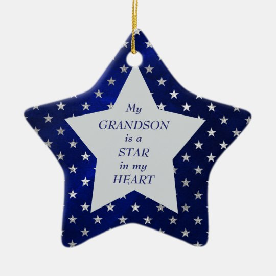 Grandson Star Pattern Keepsake Christmas Ornament Zazzle.co.uk