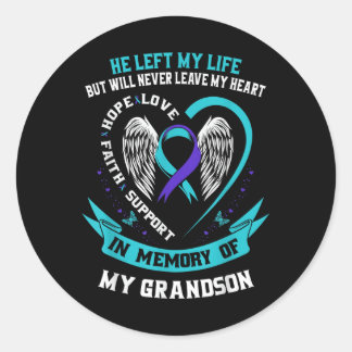 Grandson Suicide Awareness Prevention Memorial Gra Classic Round Sticker