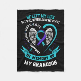 Grandson Suicide Awareness Prevention Memorial Gra Fleece Blanket
