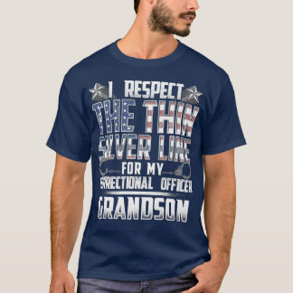 Grandson Thin Silver Line Correctional Officer T-Shirt