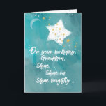 Grandson Tween or Teen Birthday Night Sky Bright Card<br><div class="desc">Let your grandson know what a shining star he is with this night sky birthday card. A moon and many stars line the art looking grunge background,  but one star is bigger and brighter than all the rest. Perfect card for the tween,  teen,  or young adult grandson.</div>