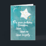 Grandson Tween or Teen Birthday Night Sky Bright Card<br><div class="desc">Let your grandson know what a shining star he is with this night sky birthday card. A moon and many stars line the art looking grunge background,  but one star is bigger and brighter than all the rest. Perfect card for the tween,  teen,  or young adult grandson.</div>