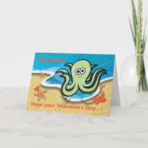 Grandson Valentine’s Day Cartoon Octopus Card