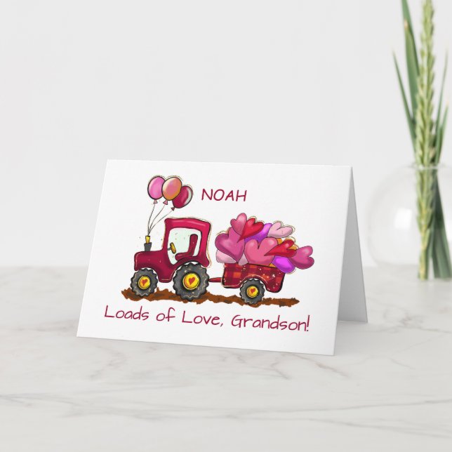 Grandson Valentines Day Loads of Love and Hearts Card (Front)