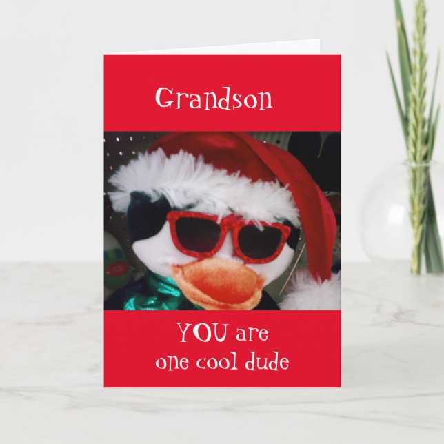 **GRANDSON** YOU ARE ONE COOL DUDE CHRISTMAS CARD (Front)