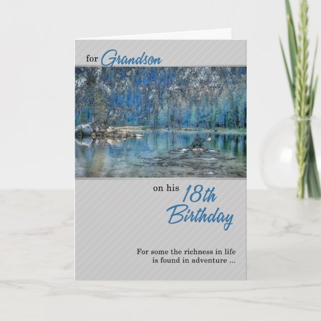 Grandson's 18th Birthday Kayak Outdoors Card (Front)