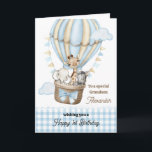 Grandson's Birthday Hot Air Balloon Greeting Card<br><div class="desc">Grandson's Birthday Hot Air Balloon Greeting Card. Celebrate your Grandson's first birthday with this adorable watercolor animals. Customise it for your grandson or add their name for a personalised touch. Perfect for kids, this whimsical card brings joyful wishes and a sense of wonder to their birthday celebration. Make their day...</div>