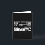 Grandsons Birthdays & Christmas : Qualities Holiday Card<br><div class="desc">Qualities of a Man for Grandsons is a stylish, modern gift for the most Responsible, Funny, Brave, Thoughtful, Loyal, Honest, Reliable, Sincere, Supportive, Hardworking Grandson in the world ever : presented in fashionable black & white ; in a variety of contempory, masculine fonts. An original text based design listing ten...</div>