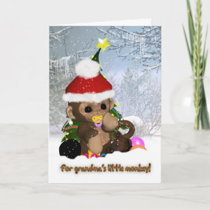 Grandson's Christmas - Grandma's Little Monkey Holiday Card