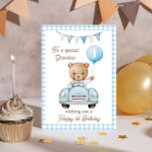 Grandson's First Birthday Teddy Bear Greeting Card<br><div class="desc">Grandson's First Birthday Teddy Bear Greeting Card. Celebrate your Grandson's first birthday with this adorable watercolor Teddy Bear. Customise it for your grandson or add their name for a personalised touch. Perfect for kids, this whimsical card brings joyful wishes and a sense of wonder to their birthday celebration. Make their...</div>