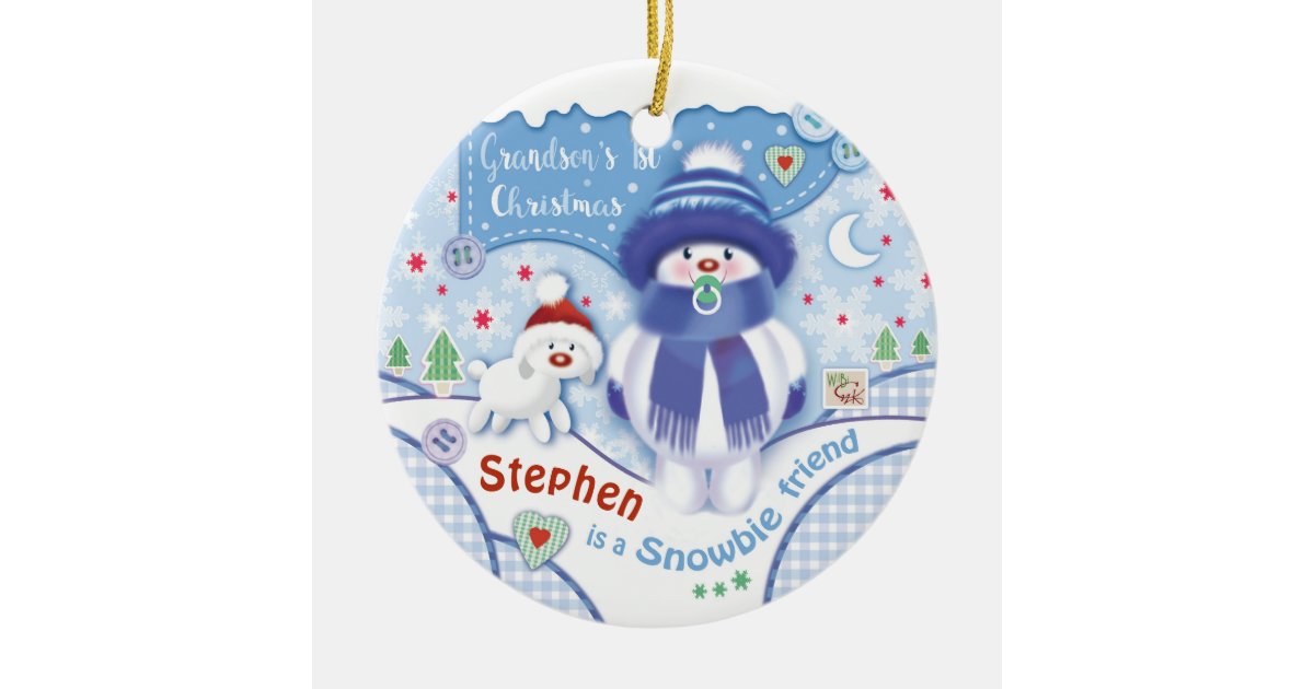 Grandson's First Christmas, Cute Ornament Zazzle