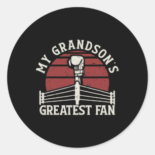 Grandson's Greatest Fan Boxing Grandma Boxing Gran Classic Round Sticker