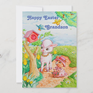 Grandson's Personalised Easter Card. Announcement