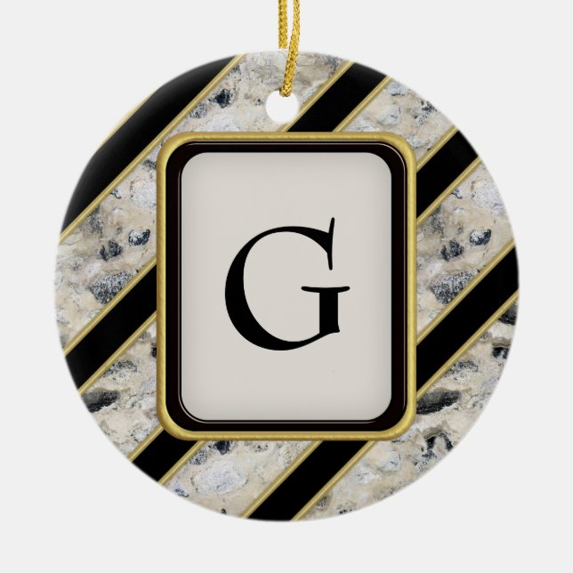 Granite & Gold Ceramic Tree Decoration (Front)