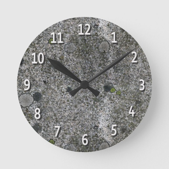 Granite Gray White Digits Round Clock (Front)