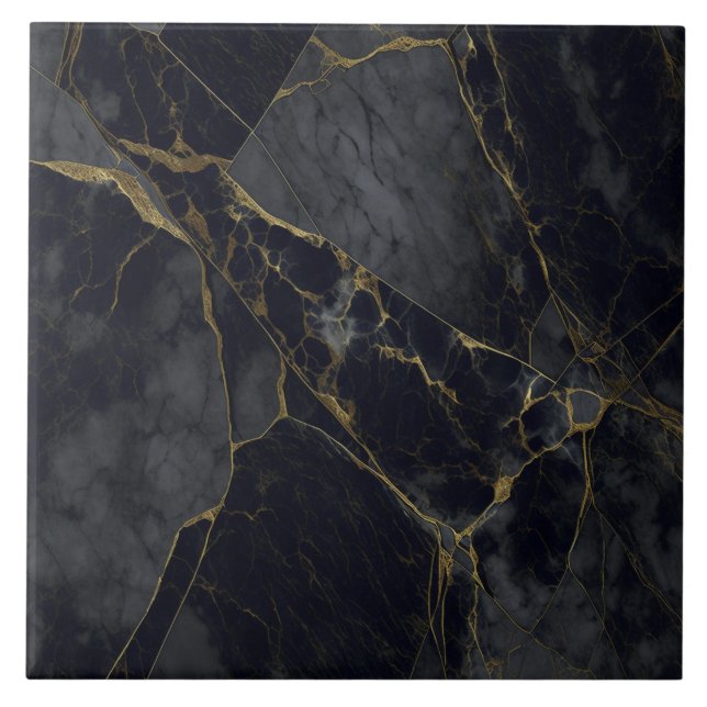 Granite Grey and Black Ceramic Tile Broken Effect (Front)