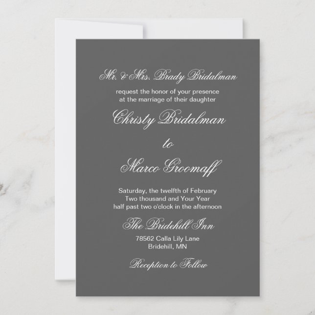 Granite Grey Contemporary Complementary Colour Invitation (Front)