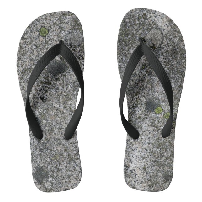Granite Grey Rock with Green Moss Flip Flops (Footbed)
